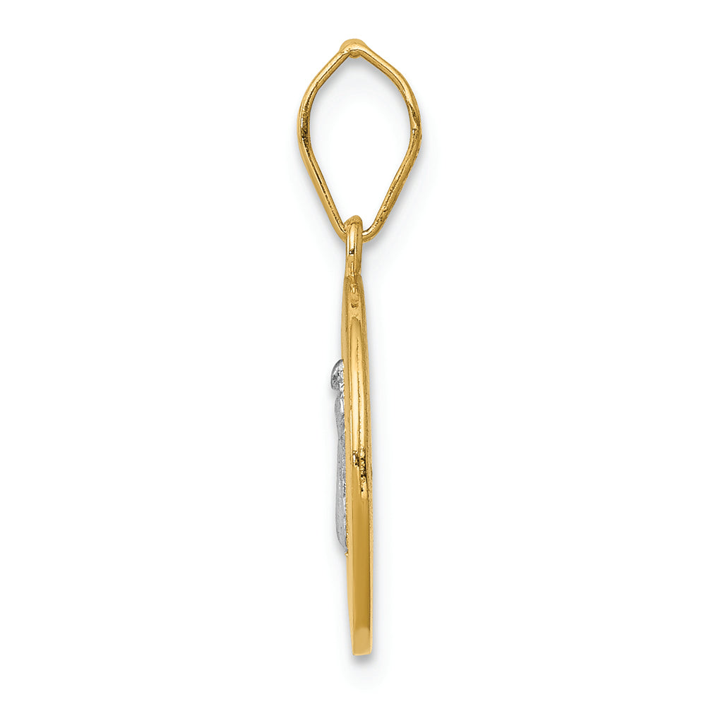 FJC Finejewelers 14k Yellow Gold with with Rhodium Circle St. Benedict Medal Charm