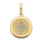 FJC Finejewelers 14k Yellow Gold with with Rhodium Circle St. Benedict Medal Charm