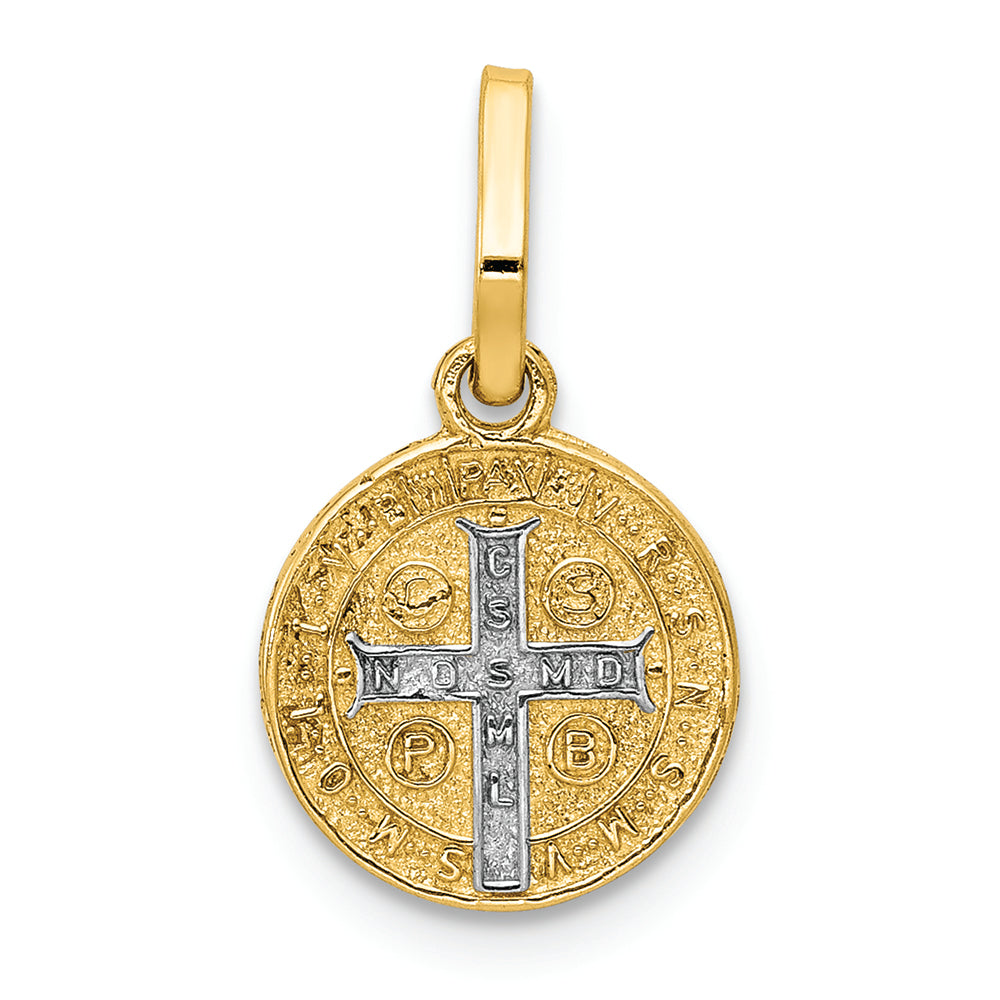 FJC Finejewelers 14k Yellow Gold with with Rhodium Circle St. Benedict Medal Charm