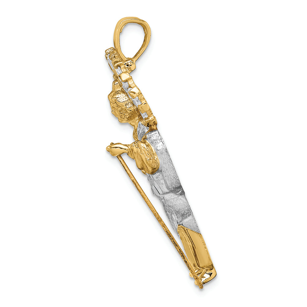 FJC Finejewelers 14k Yellow Gold with Rhodium CZ Bright Cut Polished St. Jude Charm