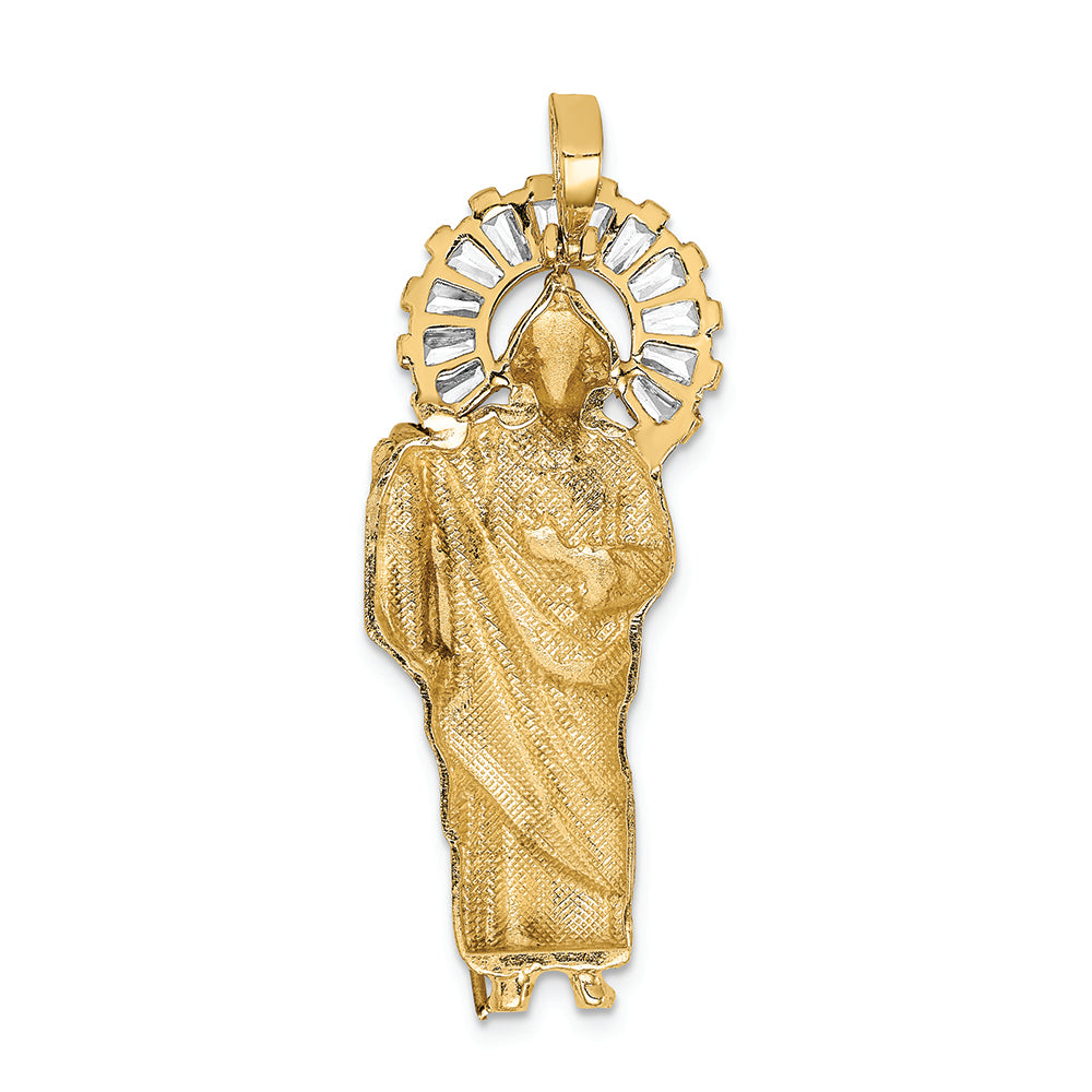 FJC Finejewelers 14k Yellow Gold with Rhodium CZ Bright Cut Polished St. Jude Charm