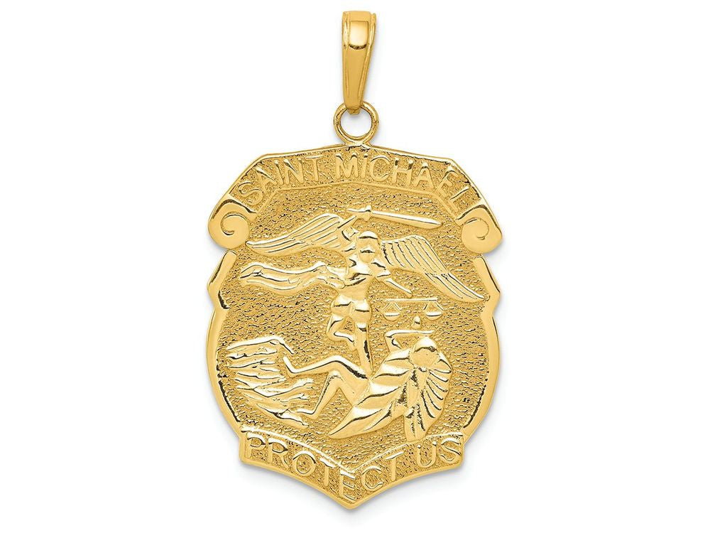 FJC Finejewelers 14k Yellow Gold Polished Large Saint Michael Protect Us Medal Charm