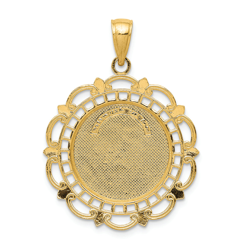 FJC Finejewelers 14k Yellow Gold Polished Satin Saint Michael Medal Charm