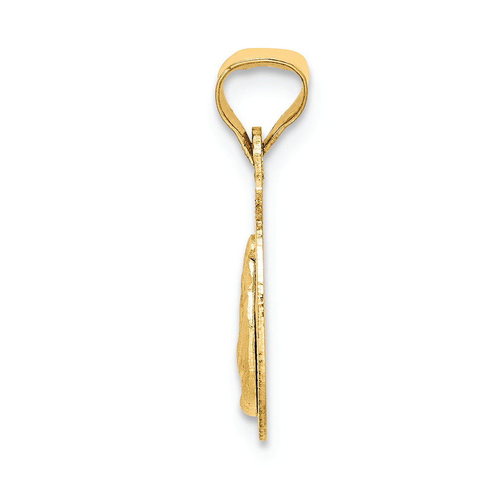 FJC Finejewelers 14k Yellow Gold And with Rhodium Polished And Bright Cut Baptism Circle Charm