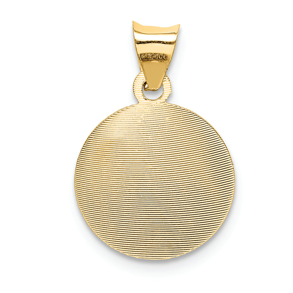 FJC Finejewelers 14k Yellow Gold And with Rhodium Polished And Bright Cut Baptism Circle Charm