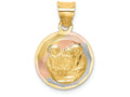 FJC Finejewelers 14k Yellow Gold And with Rhodium Polished And Bright Cut Baptism Circle Charm