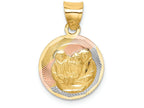 FJC Finejewelers 14k Yellow Gold And with Rhodium Polished And Bright Cut Baptism Circle Charm