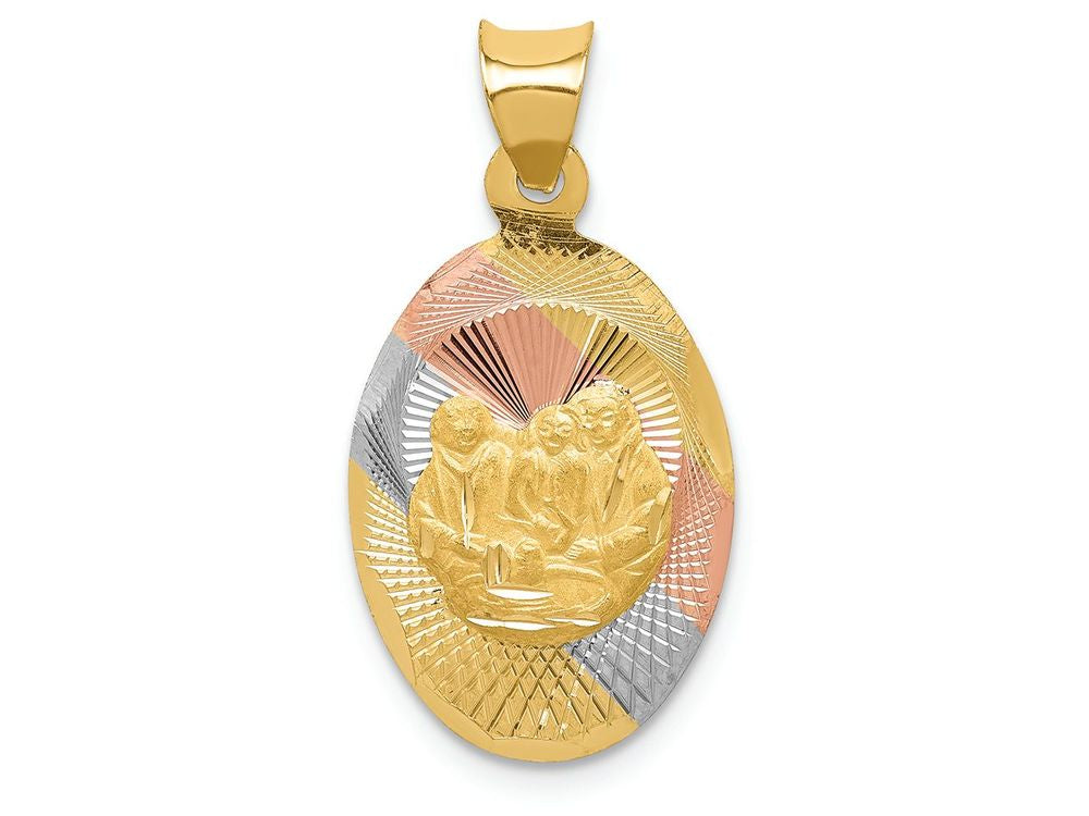 FJC Finejewelers 14k Yellow Gold with with Rhodium Polished And Bright Cut Baptism Oval Charm