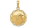 FJC Finejewelers 14k Yellow Gold Polished Angelcherub On Round Scallop Frame Charm