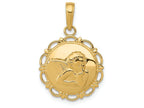 FJC Finejewelers 14k Yellow Gold Polished Angelcherub On Round Scallop Frame Charm