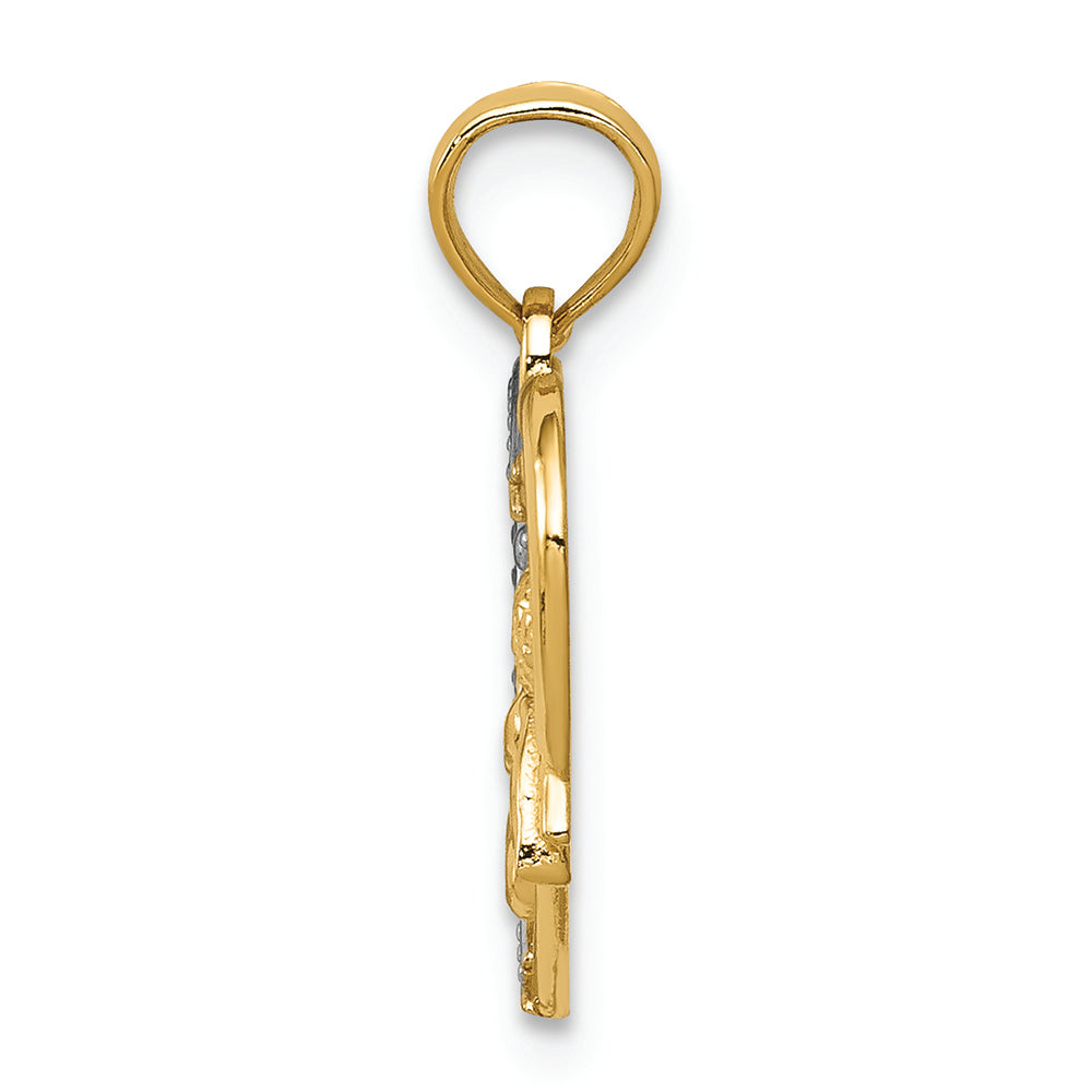 FJC Finejewelers 14k Yellow Gold with with Rhodium Angel In Heart with Star Charm