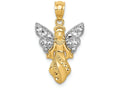 FJC Finejewelers 14k Yellow Gold with with Rhodium Polished Textured Angel Charm