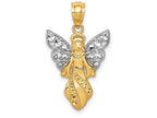 FJC Finejewelers 14k Yellow Gold with with Rhodium Polished Textured Angel Charm