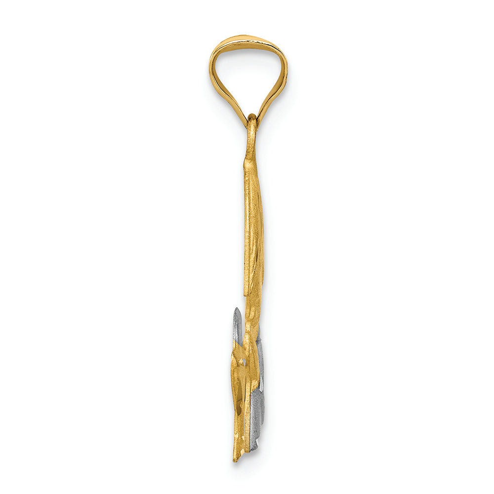 FJC Finejewelers 14k Yellow Gold with with Rhodium Satin Polished Bright Cut Girl Communion Charm