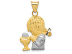FJC Finejewelers 14k Yellow Gold with with Rhodium Satin Polished Bright Cut Girl Communion Charm