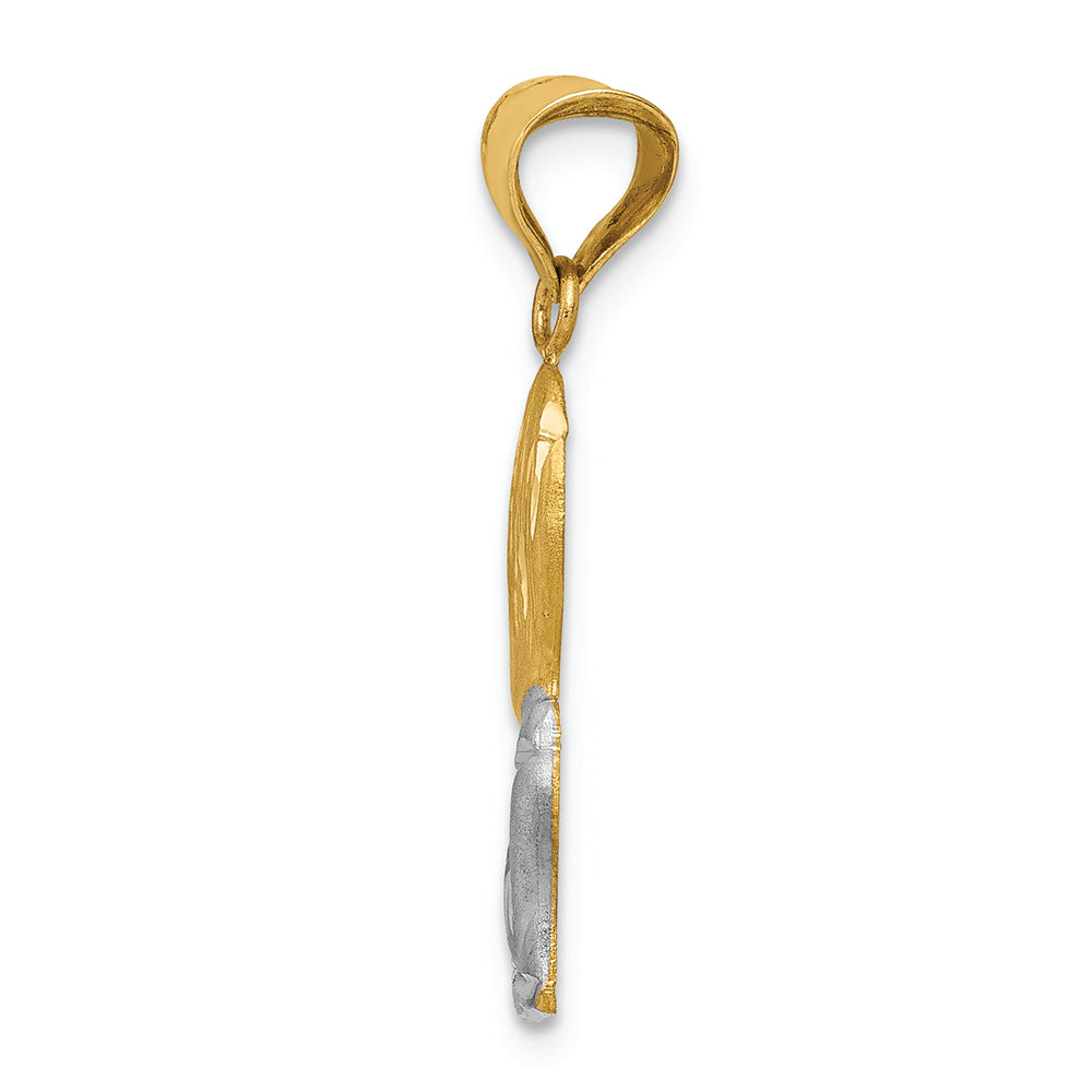 FJC Finejewelers 14k Yellow Gold with with Rhodium Satin Polished Bright Cut Boy Communion Charm