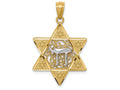 FJC Finejewelers 14k Two-tone Gold Polished Star Of David with Chai Charm