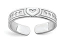 FJC Finejewelers 14k White Gold Polished Hearts Pattern Toe Ring