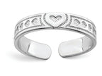 FJC Finejewelers 14k White Gold Polished Hearts Pattern Toe Ring