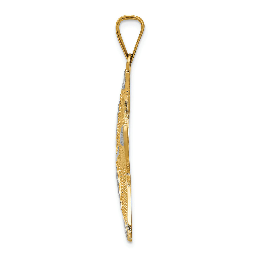 FJC Finejewelers 14k Yellow Gold And with Rhodium Bright Cut Polished Starfish Charm