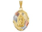 FJC Finejewelers 14k Yellow Gold with Rhodium Polished Bright Cut Lady Of Guadalupe Oval Charm