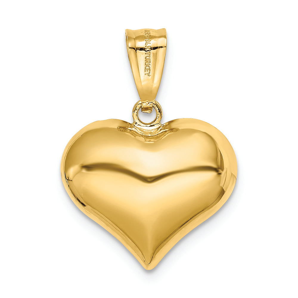 FJC Finejewelers 14k Yellow Gold Polished Bright Cut Puffed Heart Charm