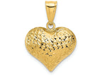 FJC Finejewelers 14k Yellow Gold Polished Bright Cut Puffed Heart Charm