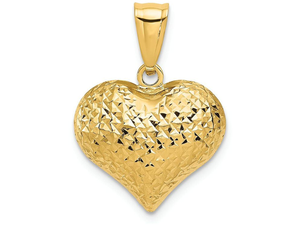 FJC Finejewelers 14k Yellow Gold Polished Bright Cut Puffed Heart Charm