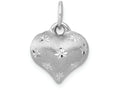 FJC Finejewelers 14k White Gold Satin Bright Cut Puffed Heart Charm
