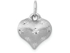 FJC Finejewelers 14k White Gold Satin Bright Cut Puffed Heart Charm