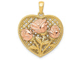 FJC Finejewelers 14k Yellow Rose Gold Polished Roses Basketweave Heart Charm