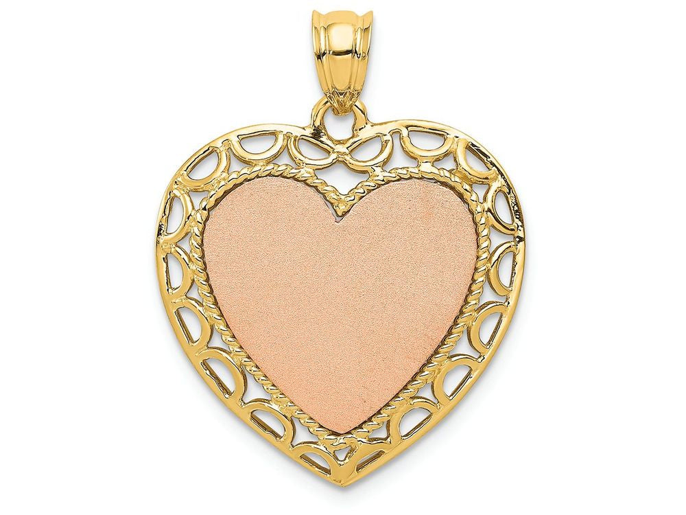 FJC Finejewelers 14k Two-tone Gold Polished And Satin Heart Charm