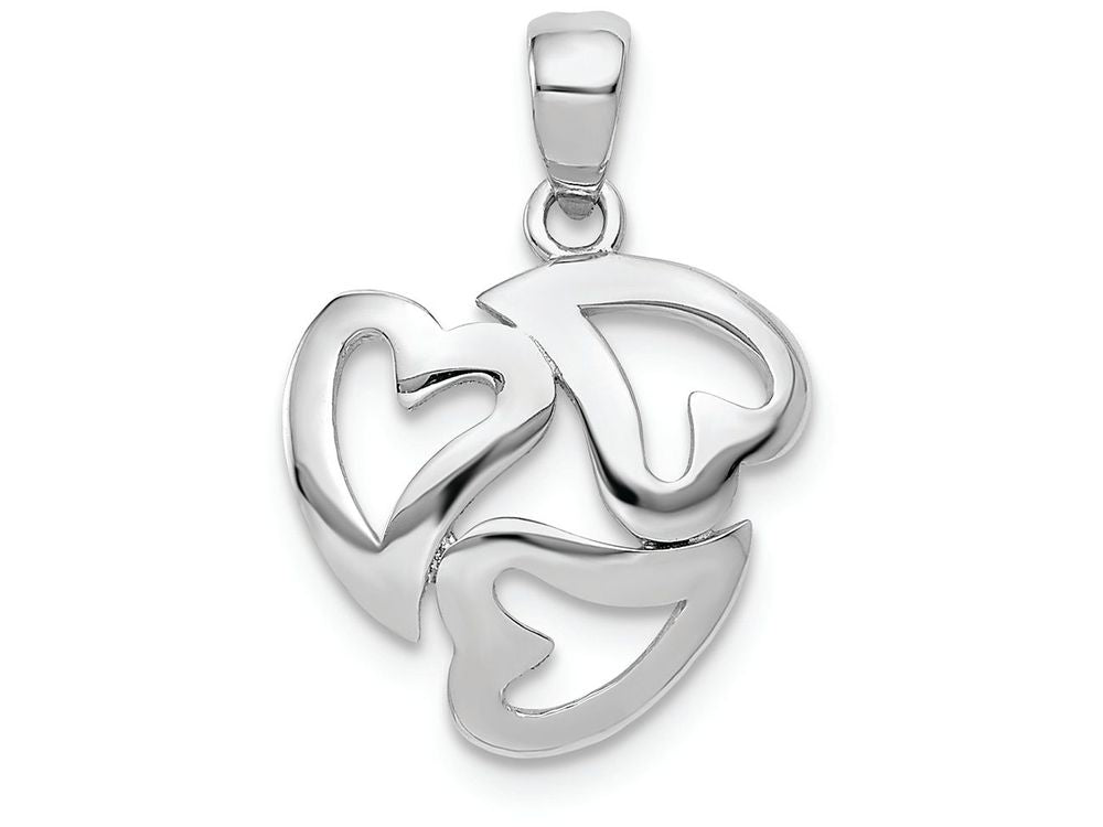 FJC Finejewelers 14k White Gold Polished Cut-out 3-heart Charm