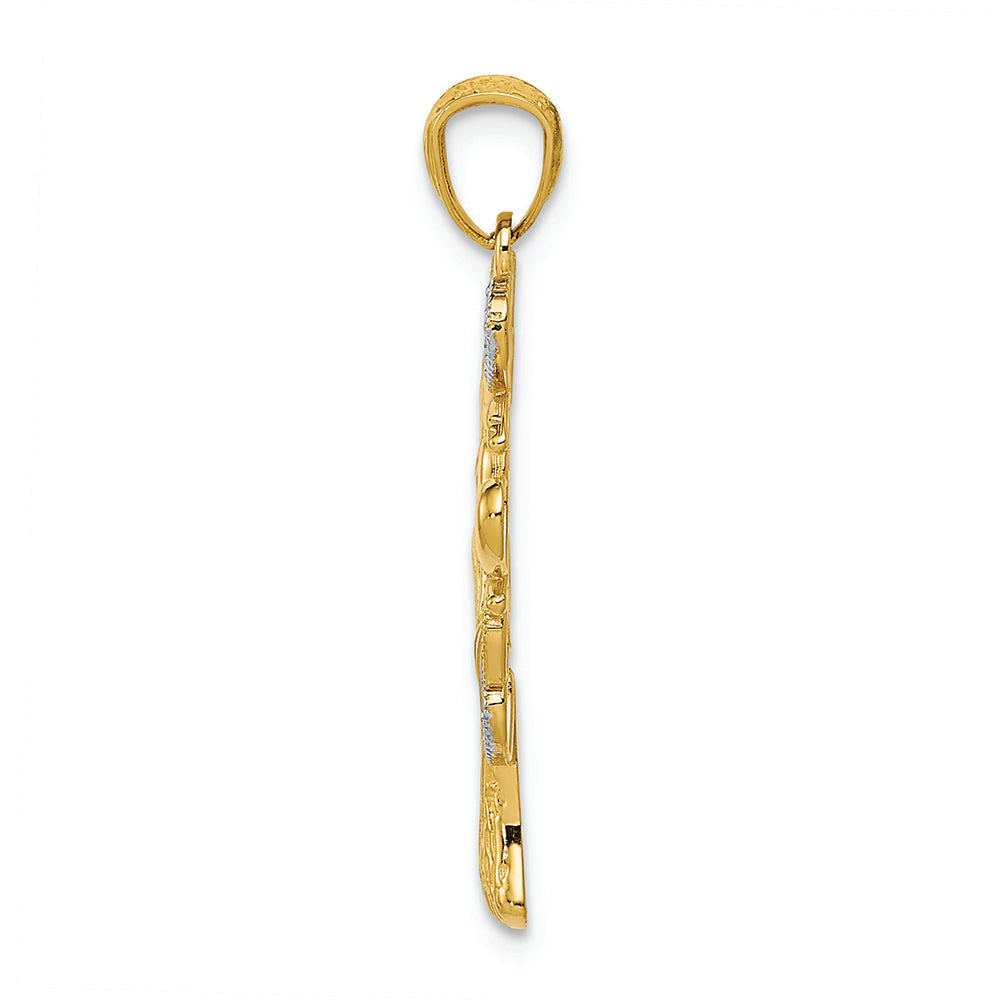 FJC Finejewelers 14k Yellow Gold with with Rhodium Tree Of Life with Hearts Charm