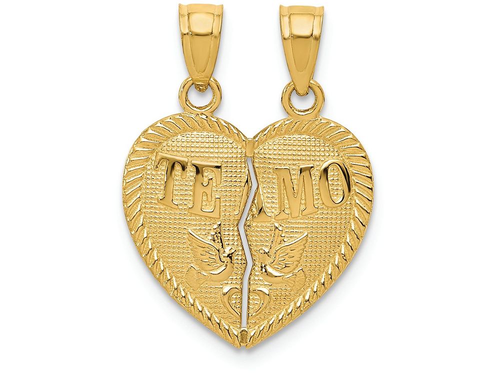 FJC Finejewelers 14k Yellow Gold Break Apart Bright Cut Te Amo Heart Charm