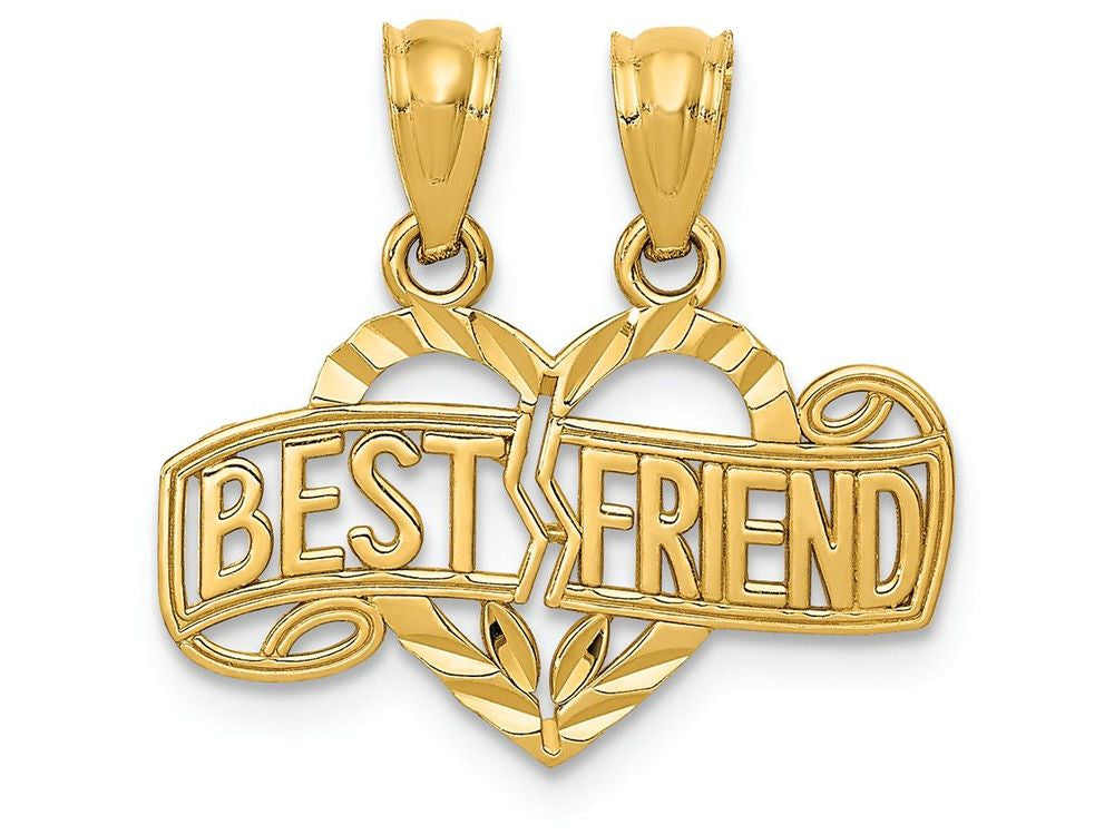FJC Finejewelers 14k Yellow Gold Bright Cut Break Apart Best Friend Heart Charm