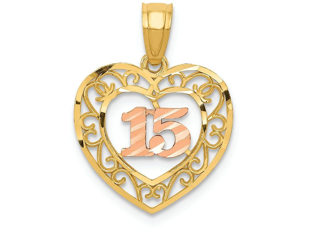 FJC Finejewelers 14k Two-tone Gold Bright Cut 15 Charm