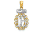 FJC Finejewelers 14k Yellow Gold with with Rhodium Sweet 16 with Filigree Charm