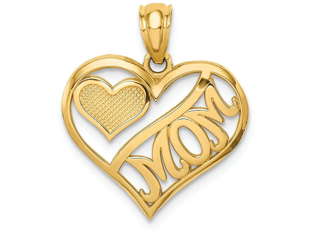 FJC Finejewelers 14k Yellow Gold Polished Mom Heart In Heart Charm