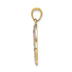 FJC Finejewelers 14k Yellow Rose Gold with with Rhodium Dc Mom In Heart with Heart Charm