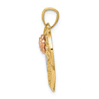 FJC Finejewelers 14k Yellow Rose Gold with with Rhodium Dc Mom In Heart with Rose Charm