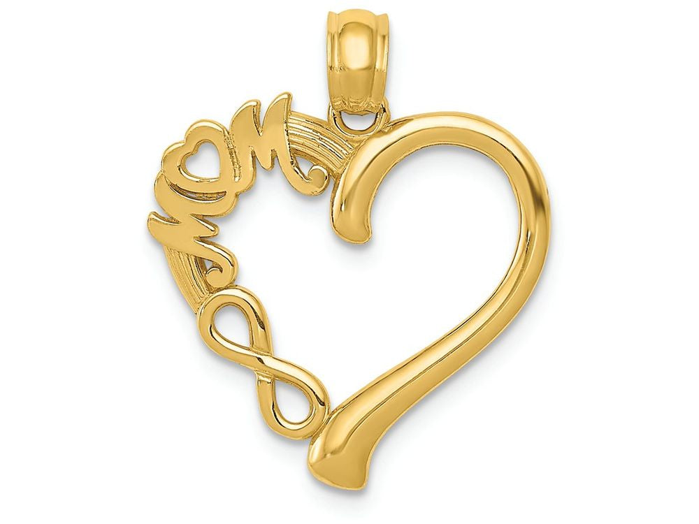 FJC Finejewelers 14k Yellow Gold Polished Mom In Heart with Infinity Symbol Charm