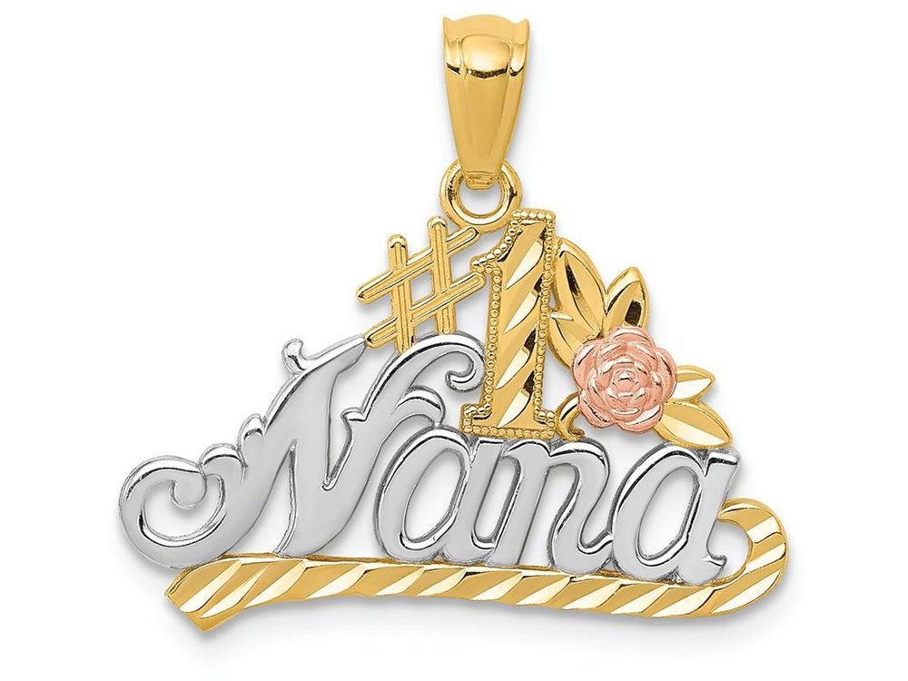 FJC Finejewelers 14k Yellow Rose Gold with with Rhodium Dc #1 Nana with Rose Charm