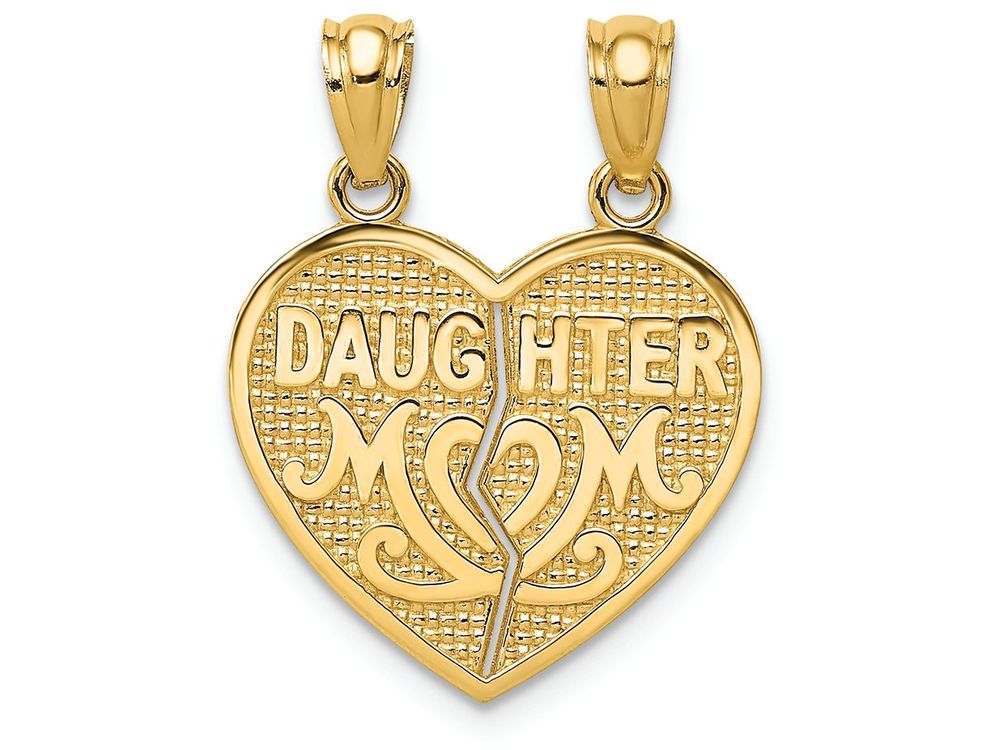 FJC Finejewelers 14k Yellow Gold Satin Polished Daughter Mom Break Apart Heart Charm