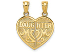 FJC Finejewelers 14k Yellow Gold Satin Polished Daughter Mom Break Apart Heart Charm