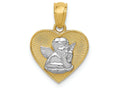 FJC Finejewelers 14k Yellow Gold with with Rhodium Polished Guardian Angel In Heart Charm