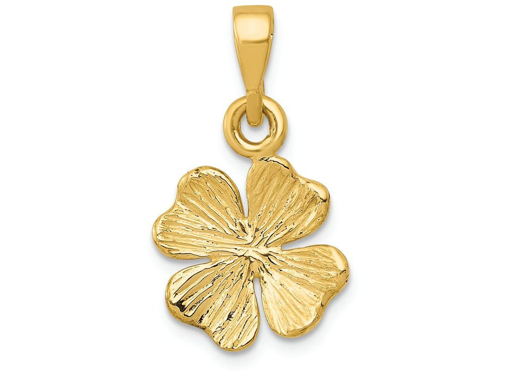 FJC Finejewelers 14k Yellow Gold Polished Textured Four Leaf Clover Charm