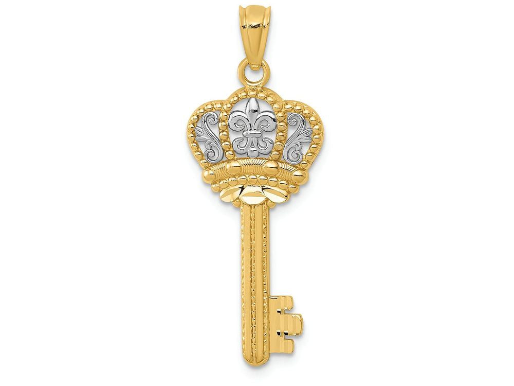 FJC Finejewelers 14k Yellow Gold with with Rhodium Crown Key Charm