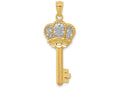 FJC Finejewelers 14k Yellow Gold with with Rhodium Crown Key Charm