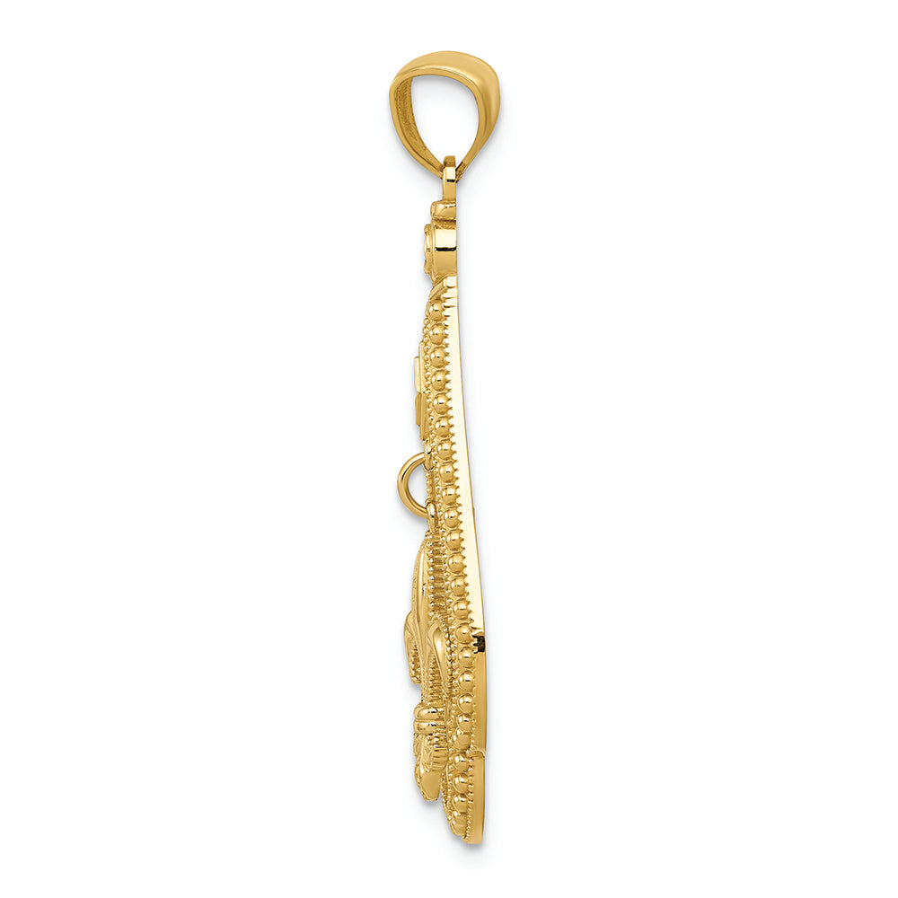 FJC Finejewelers 14k Yellow Gold Bright Cut Polished Fleur De Lis Dangle Charm